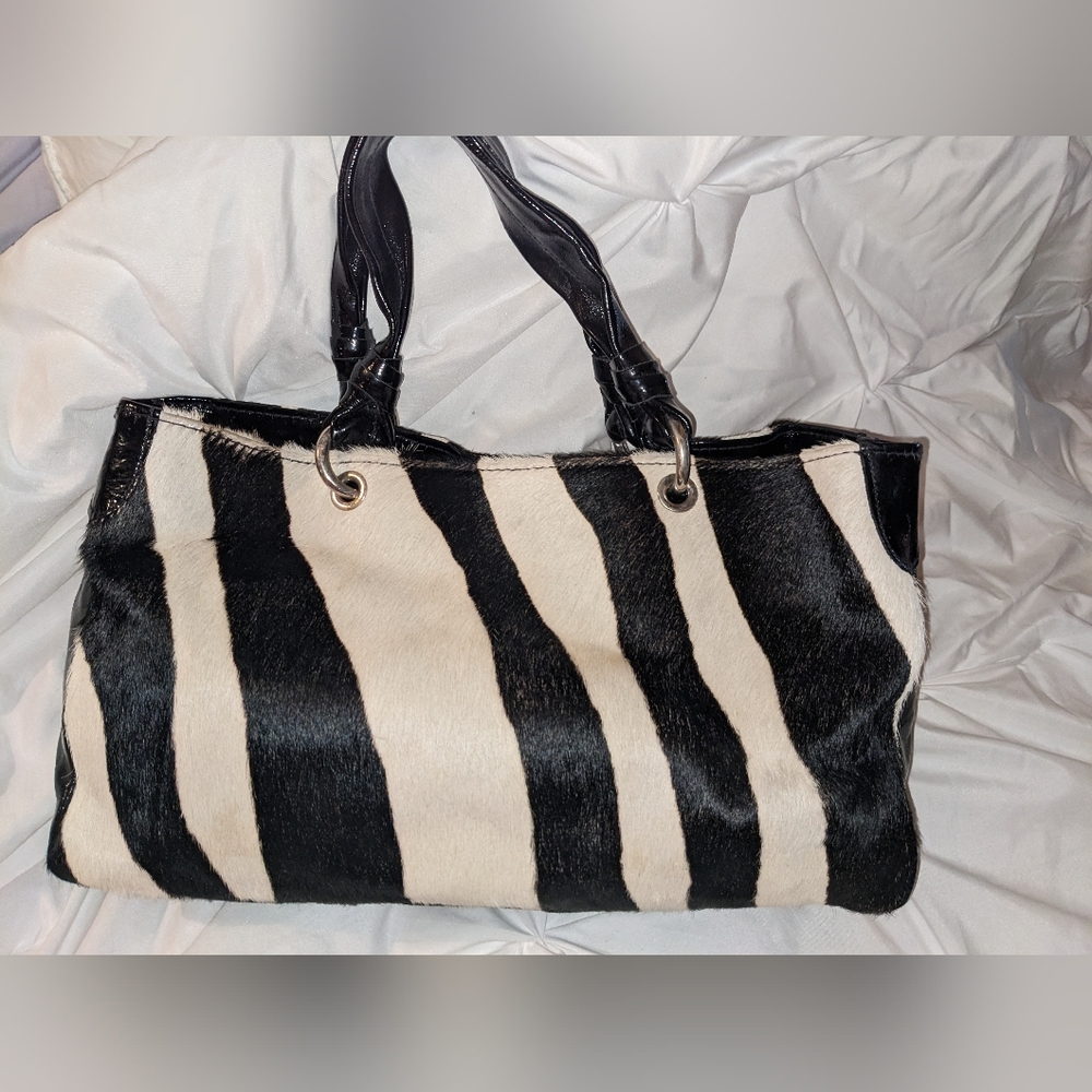 Cecconi Piero Zebra Calf Hair  Satchel Handbag.
